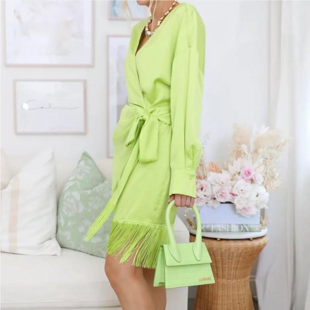 🧡💛3/$99🧡💛Mango MNG Lime Green Wrap Dress